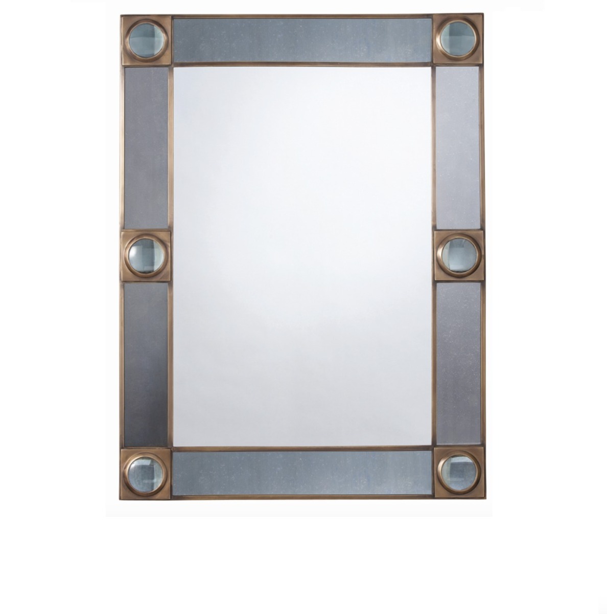 Designer Home luxury mirror with an industrial style with glass detailing at Luxuria London