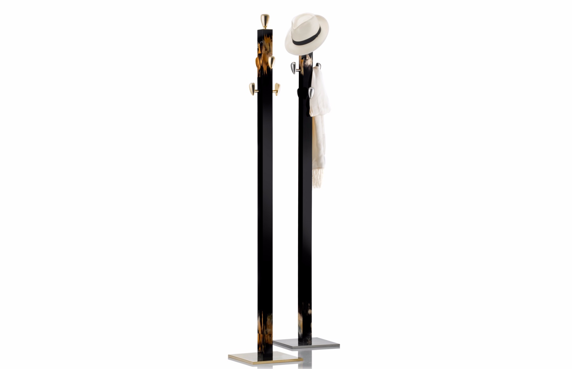 beautiful luxury marble coat racks wither gold and silver bases by Luxuria London 