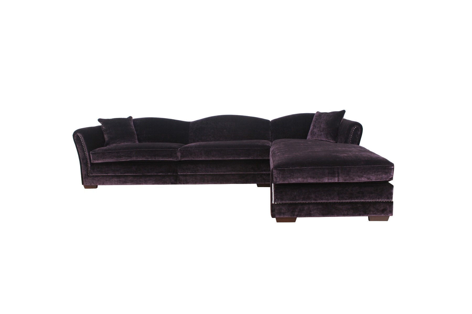 Luxury rich purple Grapher velvet corner sofa by Luxuria London